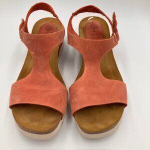 Inter Bios leather sandals rust cork wedge women's size 8.50